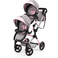 Bayer Design Poussette Double Pour Poupée Twin Neo Gris/rose, Papillon