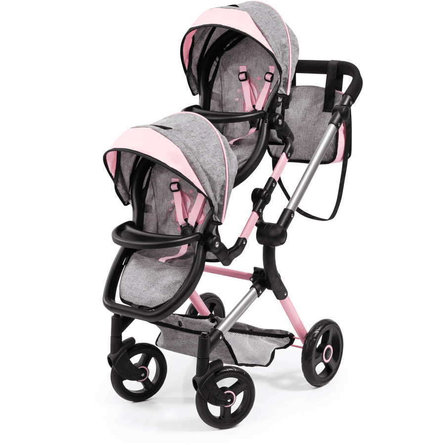 Bayer Design Poussette Double Pour Poupée Twin Neo Gris/rose, Papillon 1 Bayer Design Poussette Double Pour Poupée Twin Neo Gris/rose, Papillon