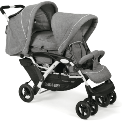CHIC 4 BABY Poussette Double Inline DUO Melange Gris-blanc