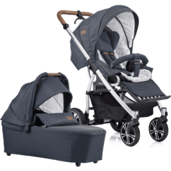 GESSLEIN Poussette Duo Combinée 2en1 F4 Air+, Mélange Bleu Marine