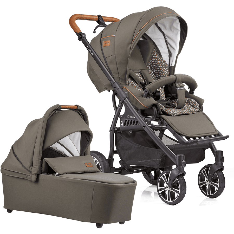 GESSLEIN Poussette Duo Combinée 2en1 F4 Air+, Olive/fleurs 1 GESSLEIN Poussette Duo Combinée 2en1 F4 Air+, Olive/fleurs
