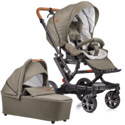 GESSLEIN Poussette Duo Combinée 2en1 F6 Air+, Kaki/fleurs