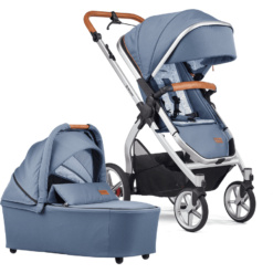 GESSLEIN Poussette Duo Combinée 2en1 FX4 Life, Bleu Moyen/palmier