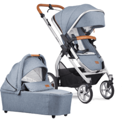 GESSLEIN Poussette Duo Combinée 2en1 FX4 Life, Mélange Bleu Glacier/étoile
