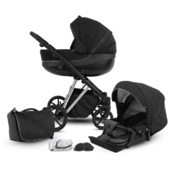 Knorr-baby Poussette Duo Combinée 2en1 YAP Deluxe Silver Noir 11 Pièces