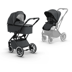 MOON Poussette Duo Combinée 2en1 Rocca Edition Plus Black Chrome Anthracite