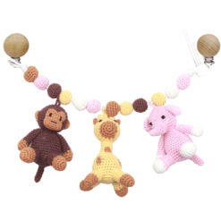 NatureZoo Of Denmark Chaîne De Poussette à Crochet Singe Girafe éléphant