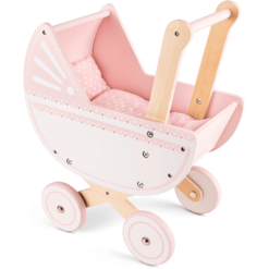 New Classic Toys® New Classic Toys Poussette De Poupée Bois Rose, Parure De Lit